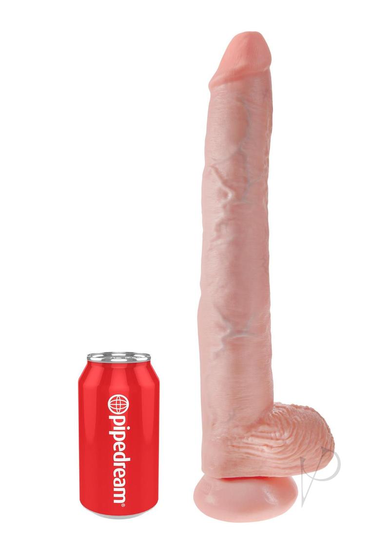 King Cock Dildo with Balls 14In - Vanilla