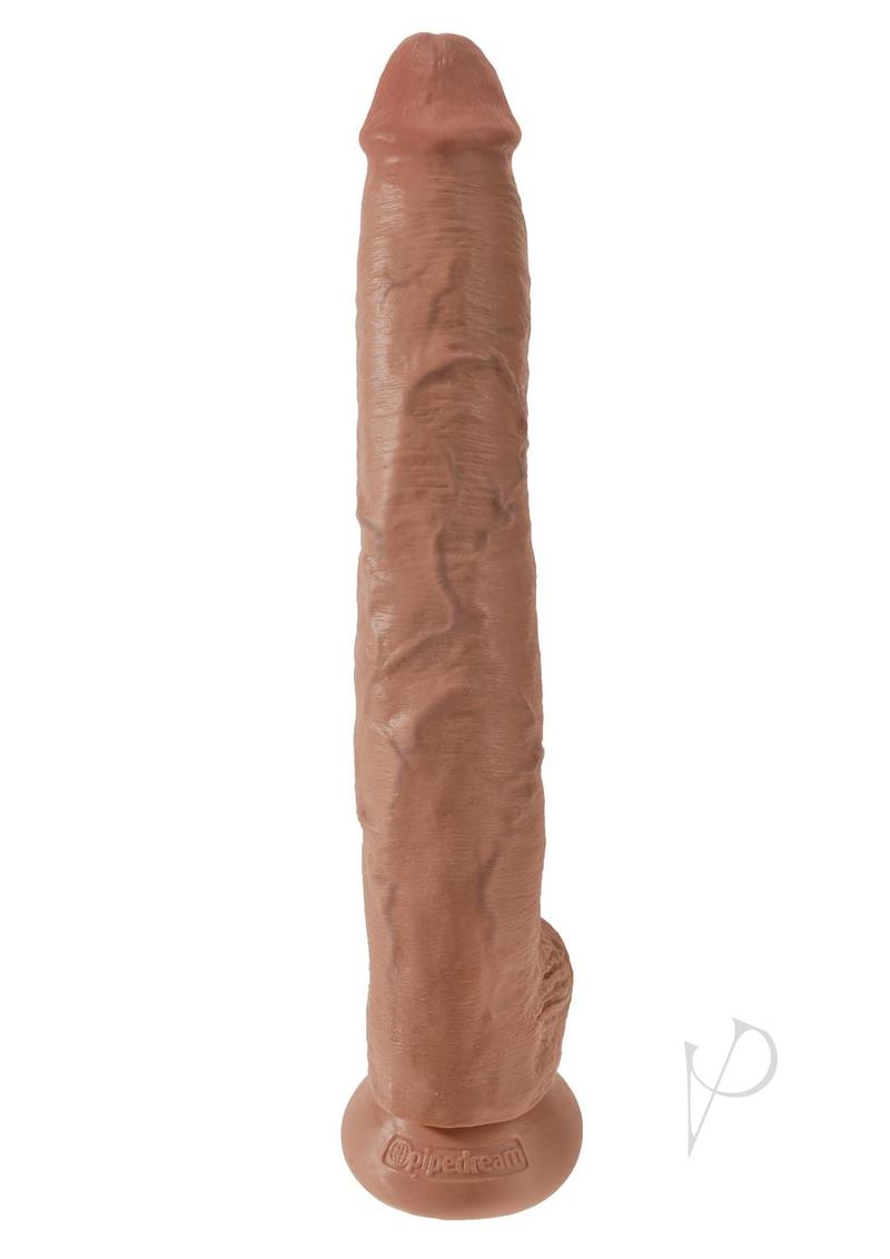King Cock Dildo with Balls 14In - Caramel