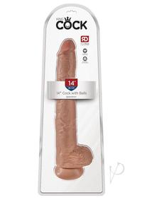 King Cock Dildo with Balls 14In - Caramel