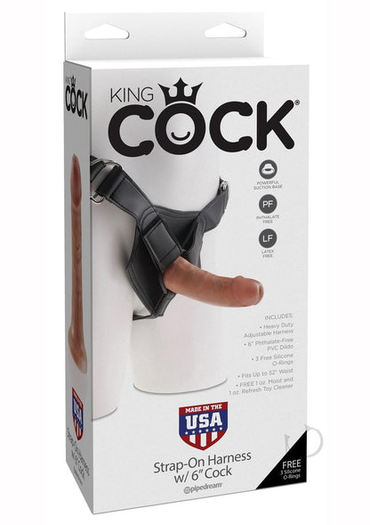 King Cock Strap on Harness with Dildo 6In - Caramel
