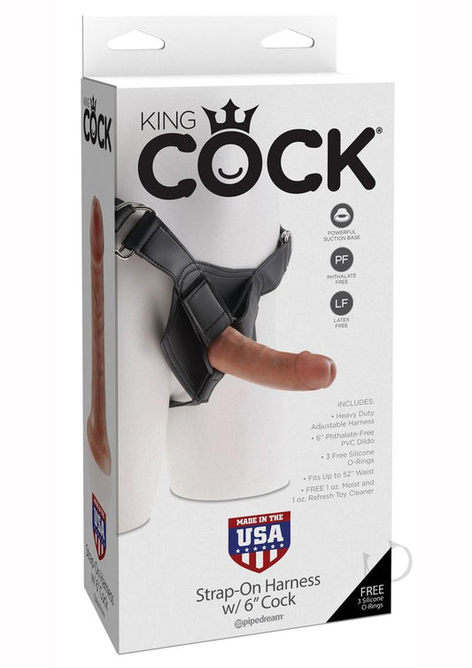 King Cock Strap on Harness with Dildo 6In - Caramel