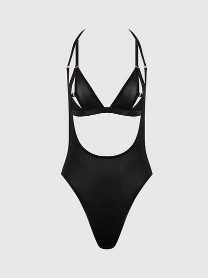 YASMINE SHIMMER MESH SLIT CUP, BACKLESS TEDDY & BRALETTE SET