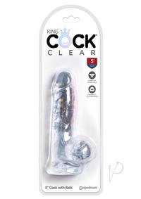 King Cock Clear Dildo with Balls 5In - Clear