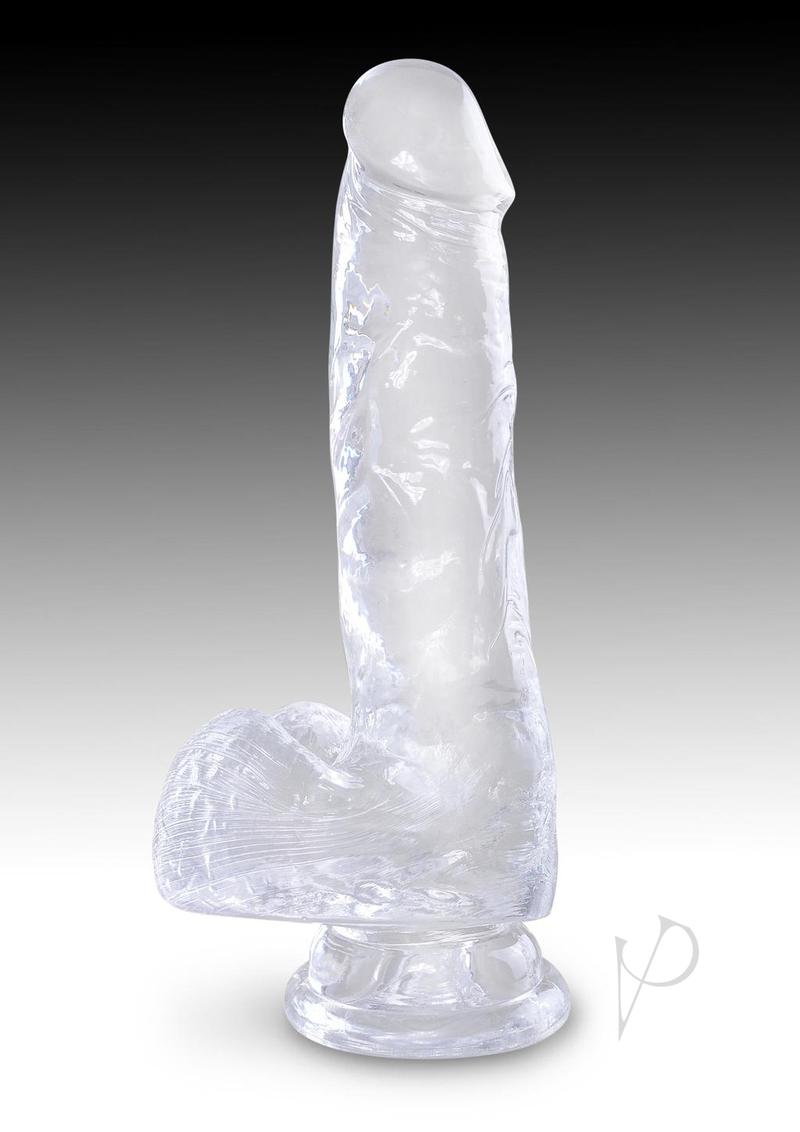 King Cock Clear Dildo with Balls 6In - Clear