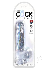 King Cock Clear Dildo with Balls 6In - Clear