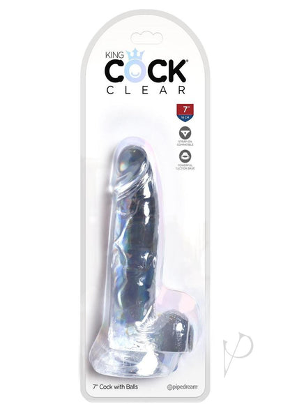 King Cock Clear Dildo with Balls 7In - Clear