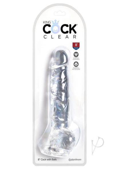 King Cock Clear Dildo with Balls 8In - Clear