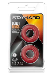 Stay Hard Donut Cock Rings (2 Pack) - Red