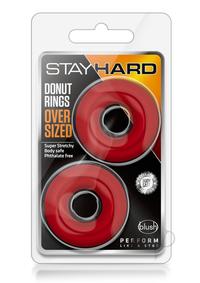 Stay Hard Donut Cock Rings Oversized (2 Pack )- Red
