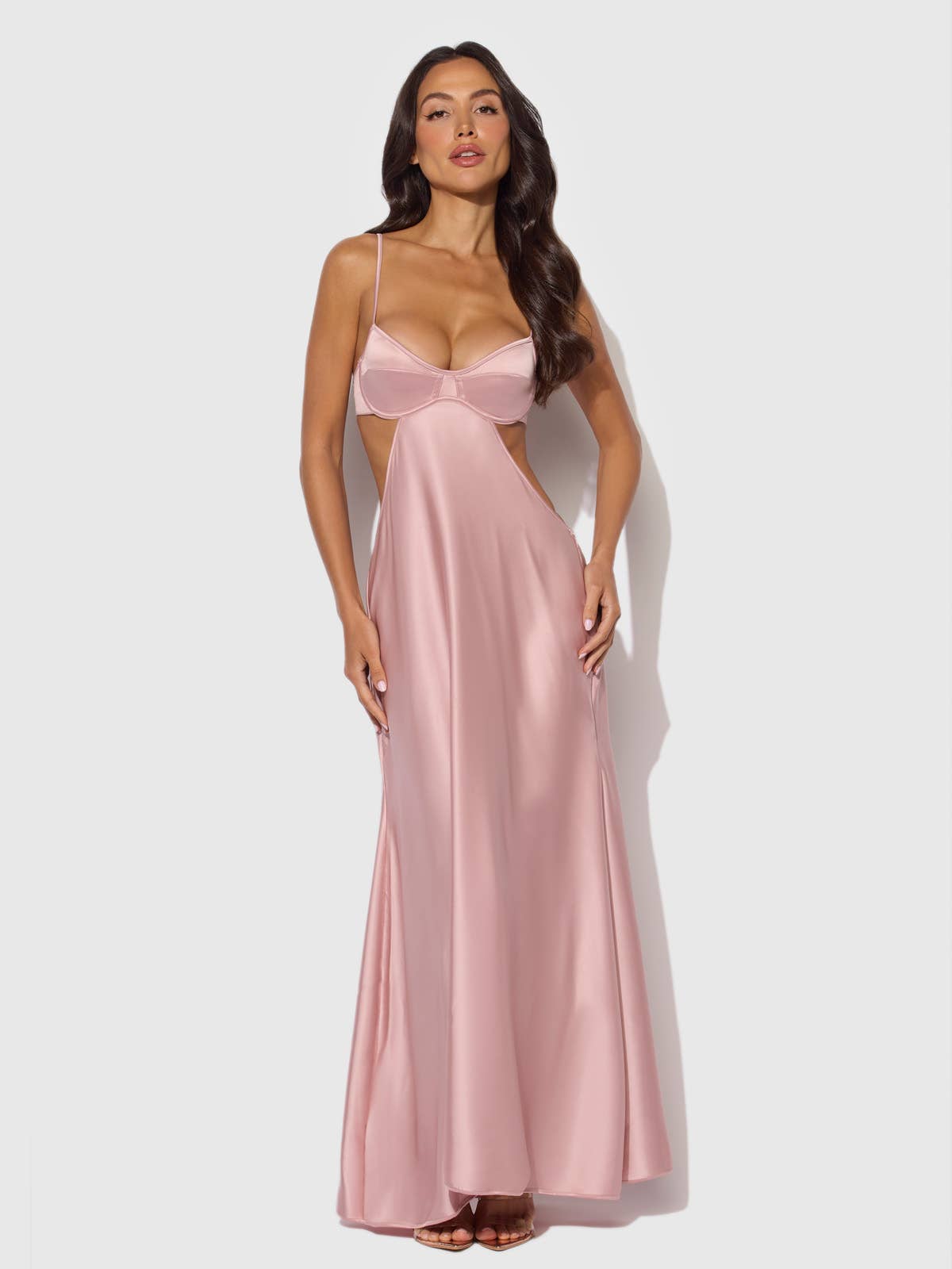 BRIGETA SATIN MONO WIRE LONG GOWN