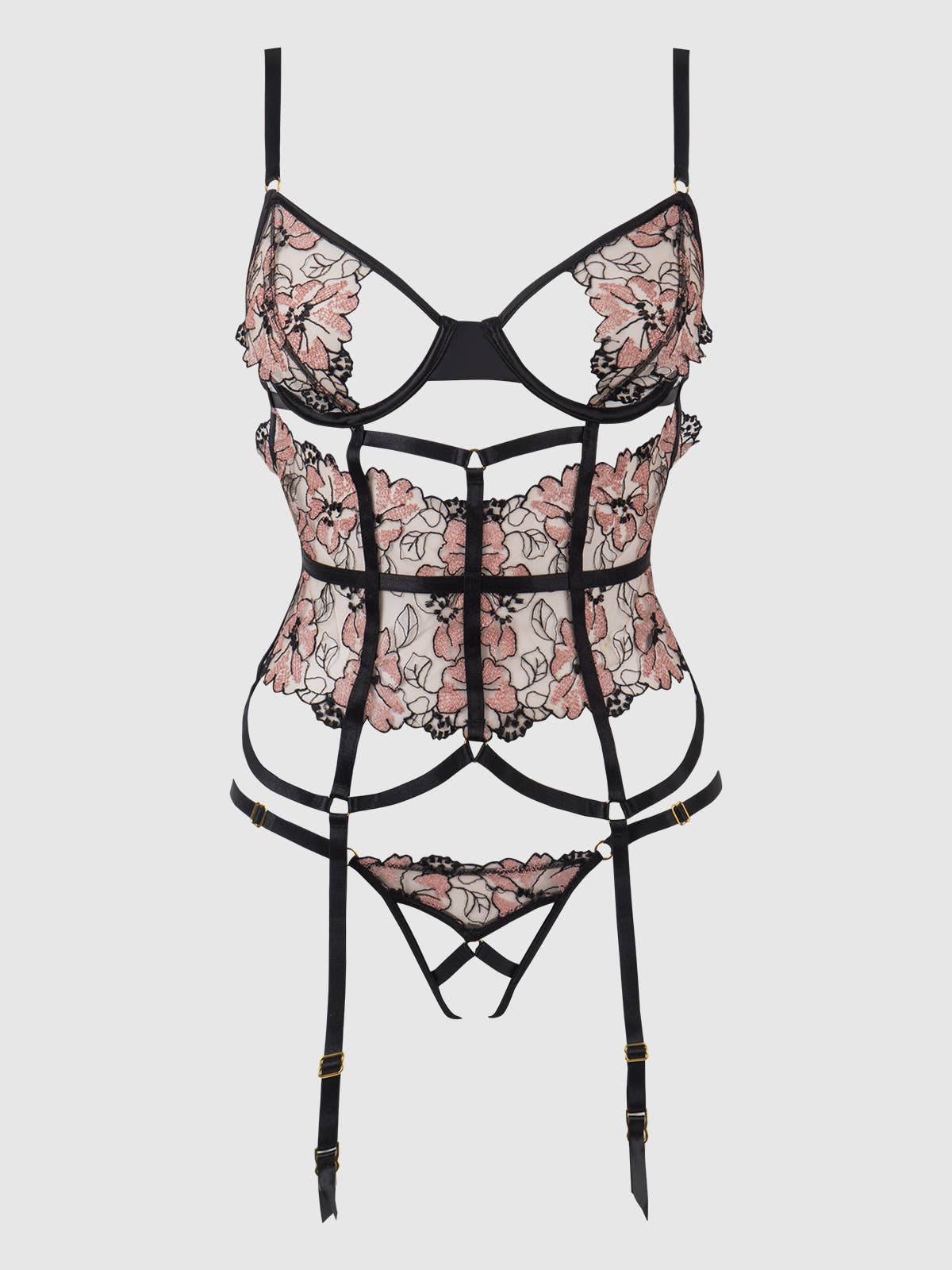 NOVA BLACKLIGHT LACE CORSET & CROTCHLESS G-STRING SET
