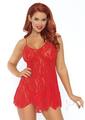 Leg Avenue Rose Lace Flair Chemise - Os - Red