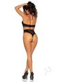 Leg Avenue Keyhole Net Halter Crop Top and High Waist Bottoms (2 Piece) - Os - Black