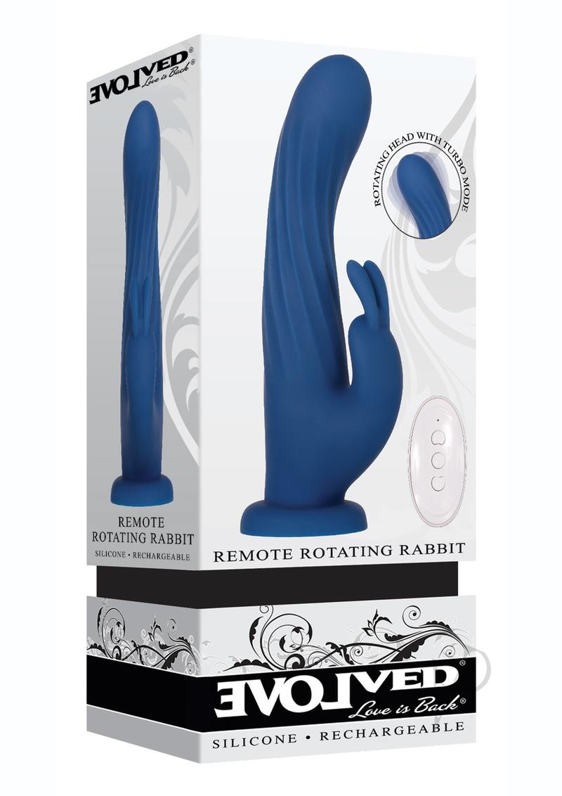 Rotating Silicone Rechargeable Rabbit with Remote Control - Blue