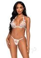 Leg Avenue Sheer Butterfly Applique Bra Top and G-string Panty (2 Pieces) - Large - White