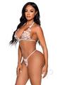 Leg Avenue Sheer Butterfly Applique Bra Top and G-string Panty (2 Pieces) - Medium - White