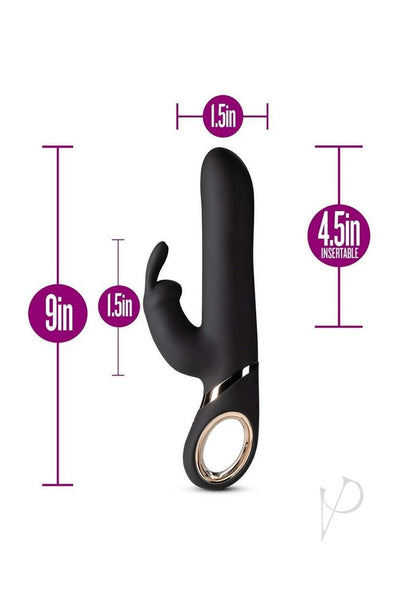 Blush Victoria Rechargeable Silicone Rabbit Vibrator - Black