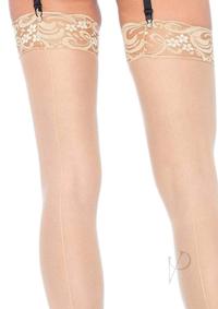 Leg Avenue Sheer Stocking with Back Seam Lace Top - Os - Nude