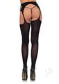 Leg Avenue Diamond Net Opaque Stockings with Attached Garterbelt - Os - Black