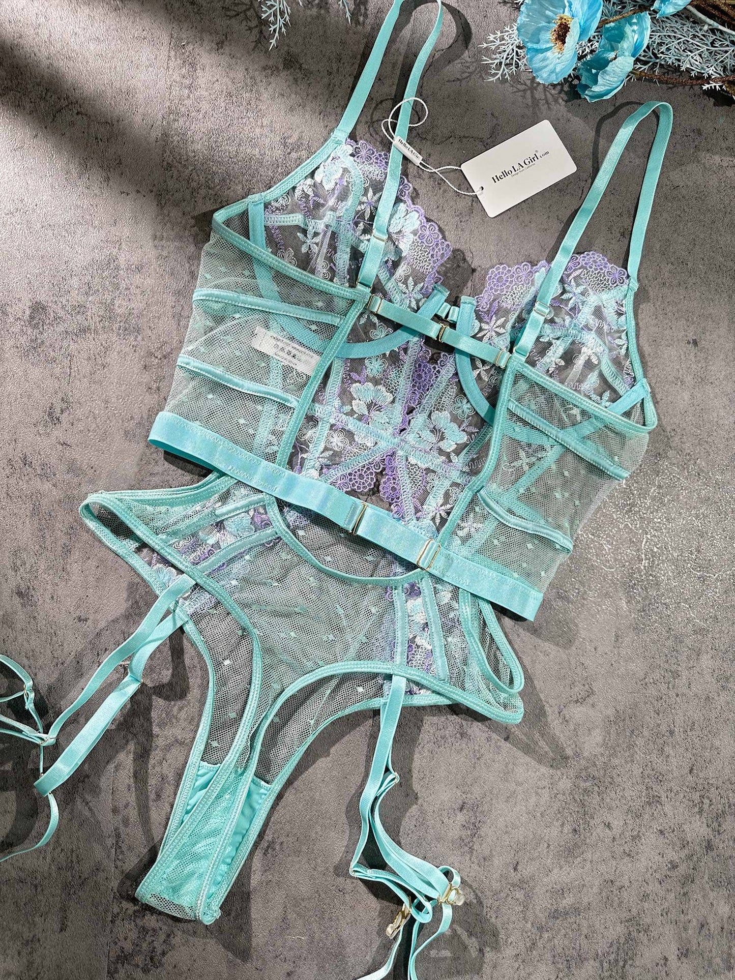 Indigo Dreams Floral French-inspired Sensual Lingerie