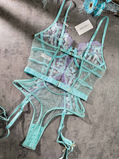 Indigo Dreams Floral French-inspired Sensual Lingerie