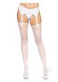 Leg Avenue Daisy Dot Fishnet Stockings with Scalloped Top - Os - White