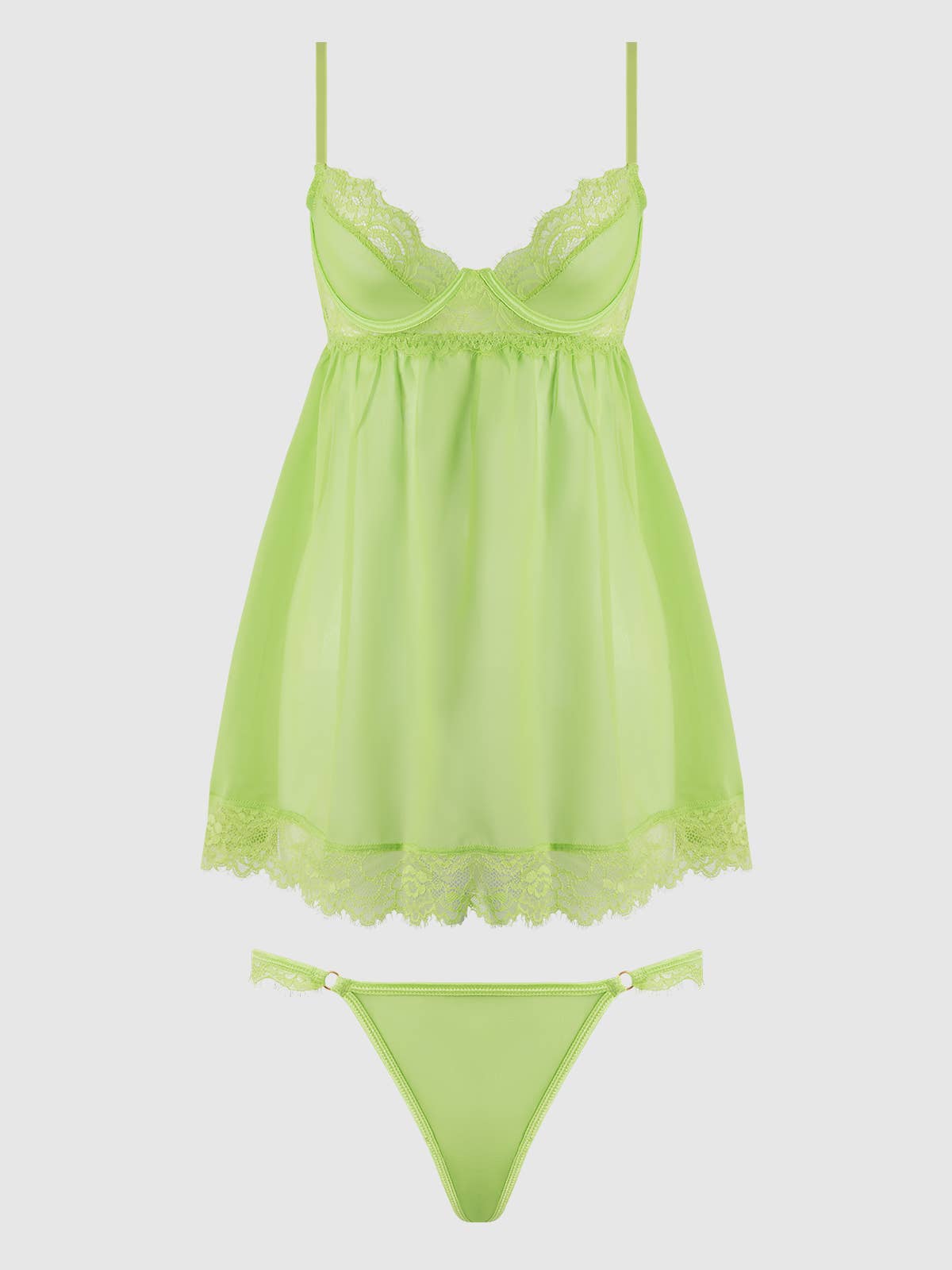 SHAVON LACE & CHIFFON BABYDOLL & G-STRING SET
