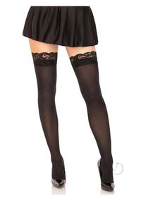 Leg Avenue Nylon Stocking with Lace Top - Os - Black