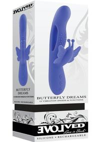 Butterfly Dreams Rechargeable Silicone Rabbit Vibrator - Blue