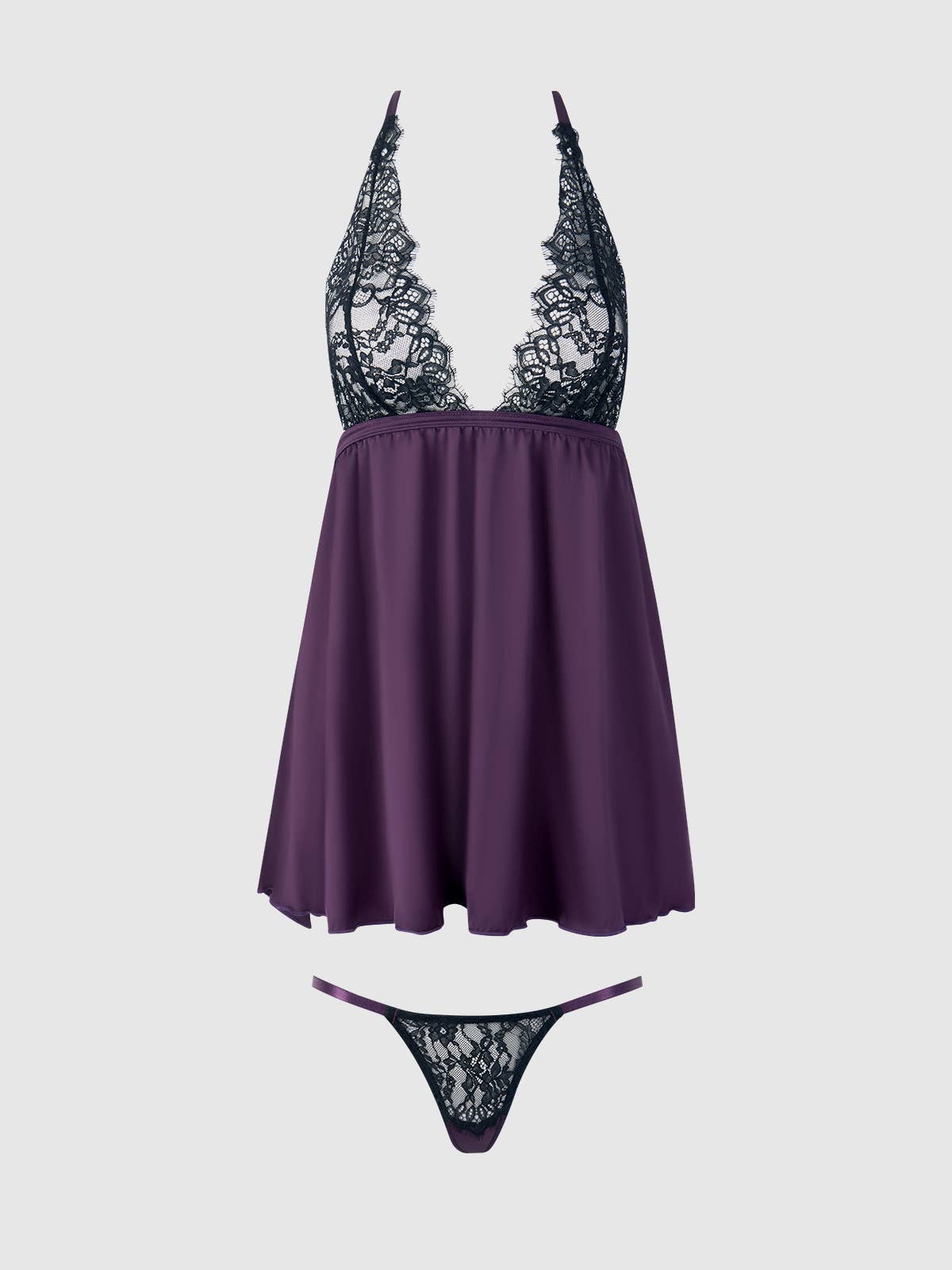 JOCELYN LACE & SATIN DROP OFF BABYDOLL & G-STRING SET