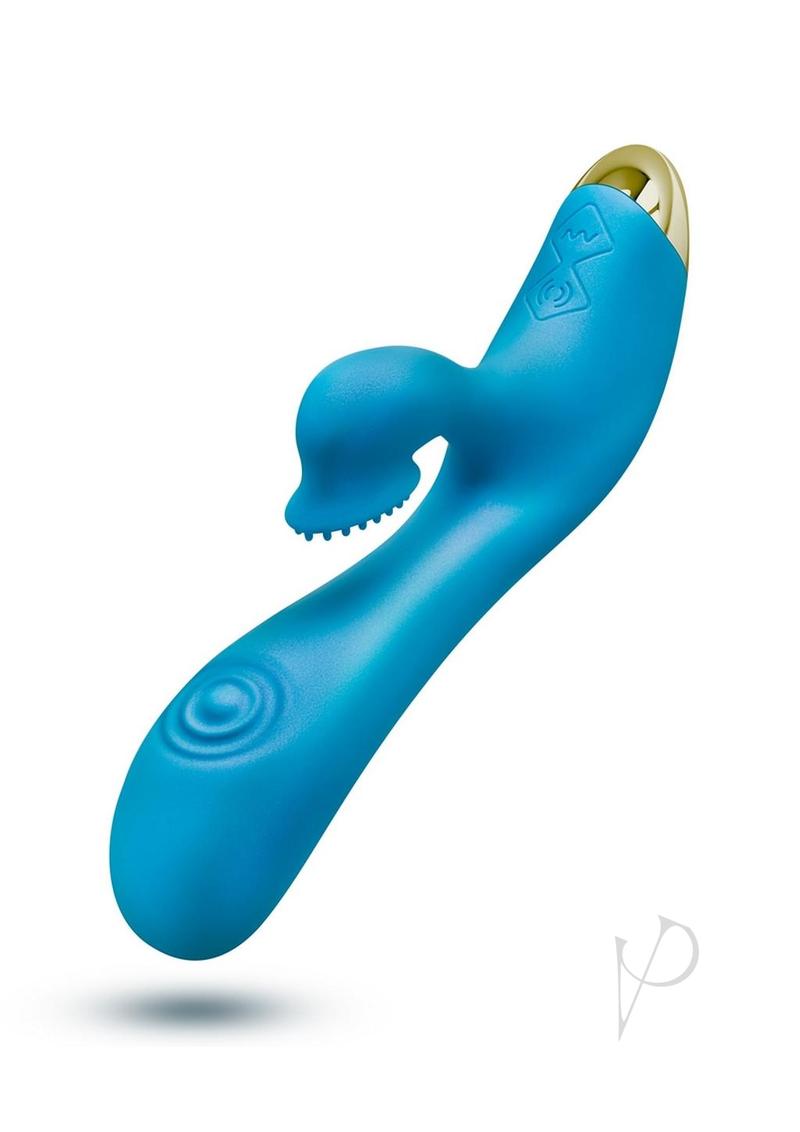 Aria Arousing Af Rechargeable Silicone Rabbit Vibrator - Blue
