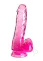 King Cock Clear Dildo with Balls 6In - Pink
