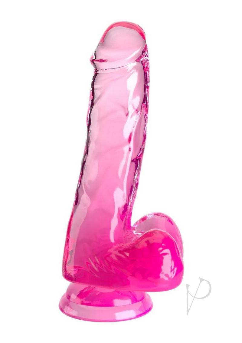 King Cock Clear Dildo with Balls 6In - Pink