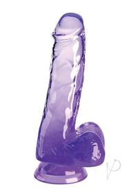 King Cock Clear Dildo with Balls 6In - Purple