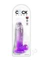King Cock Clear Dildo with Balls 7In - Purple