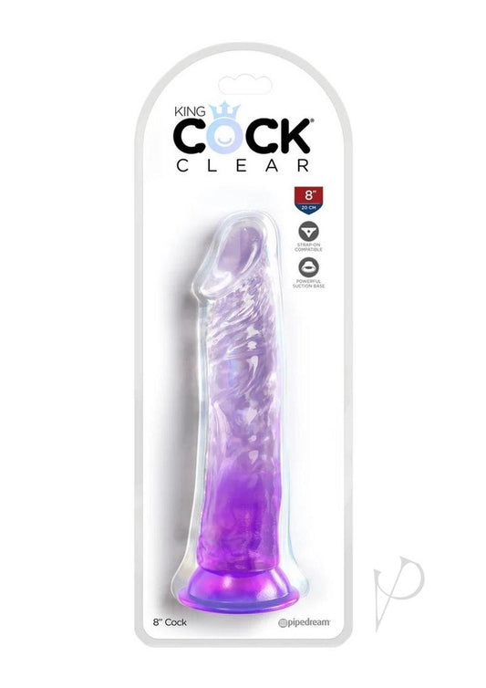 King Cock Clear Dildo 8In - Purple