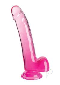 King Cock Clear Dildo with Balls 9In - Pink