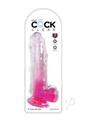 King Cock Clear Dildo with Balls 9In - Pink