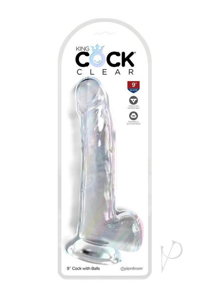 King Cock Clear Dildo with Balls 9In - Clear