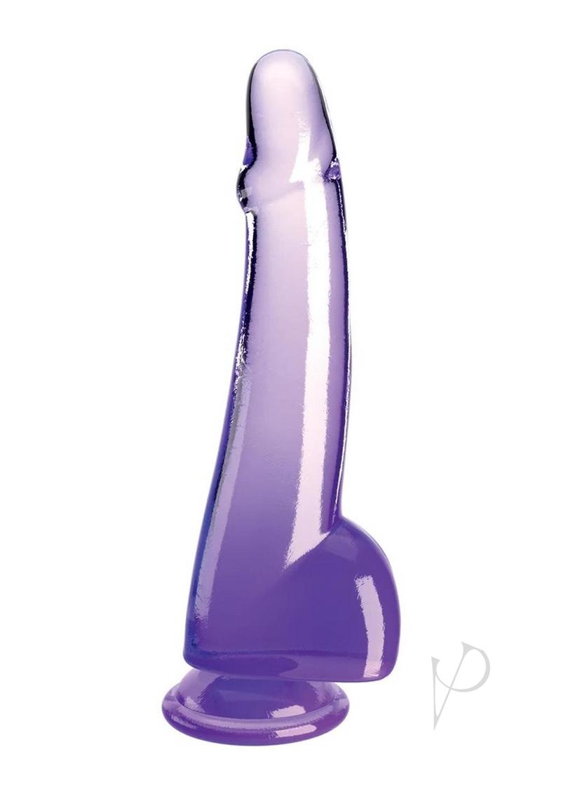 King Cock Clear Dildo with Balls 10In - Purple