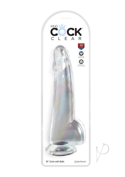 King Cock Clear Dildo with Balls 10In - Clear