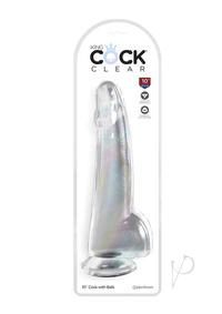 King Cock Clear Dildo with Balls 10In - Clear