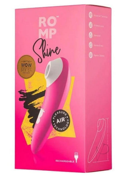 Romp Shine Rechargeable Silicone Clitoral Air Stimulator - Pink/white