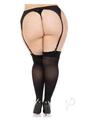 Leg Avenue Lace Top Opaque Thigh Highs - 1X-2x - Black