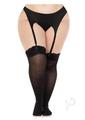 Leg Avenue Lace Top Opaque Thigh Highs - 1X-2x - Black