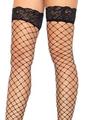Leg Avenue Fence Net Stocking with Lace Top - Os - Black