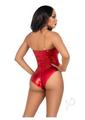 Leg Avenue Sequin Boned Snap Crotch Bodysuit with Detachable Clear Strap (2 Piece) - Large - Red
