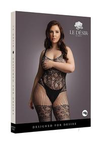 Le Desir Lace and Fishnet Bodystocking - Queen - Black