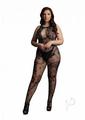 Le Desir Criss Cross Neck Bodystocking - Queen - Black
