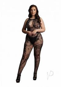Le Desir Criss Cross Neck Bodystocking - Queen - Black